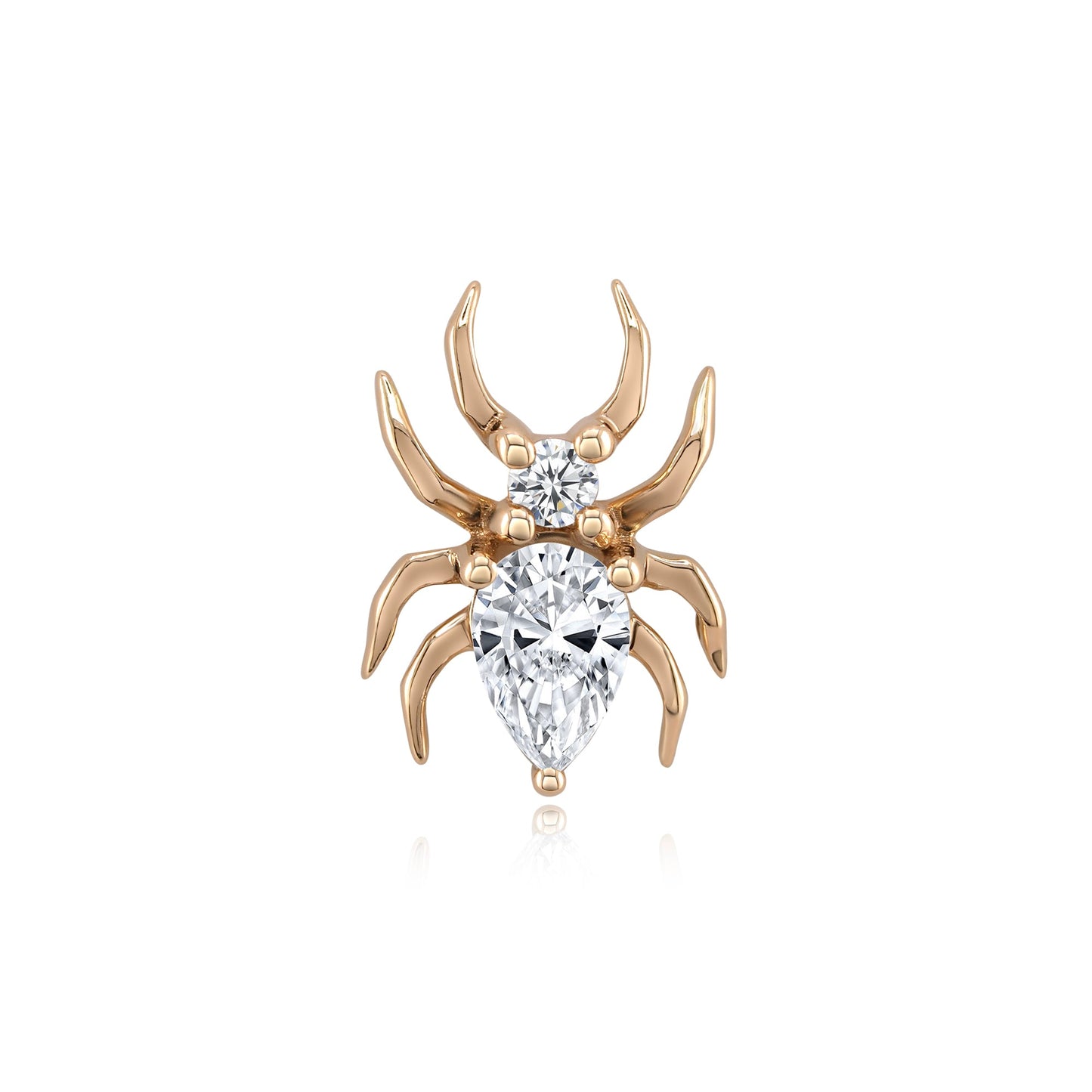 14k gold spider threadless end with CZ or moonstone