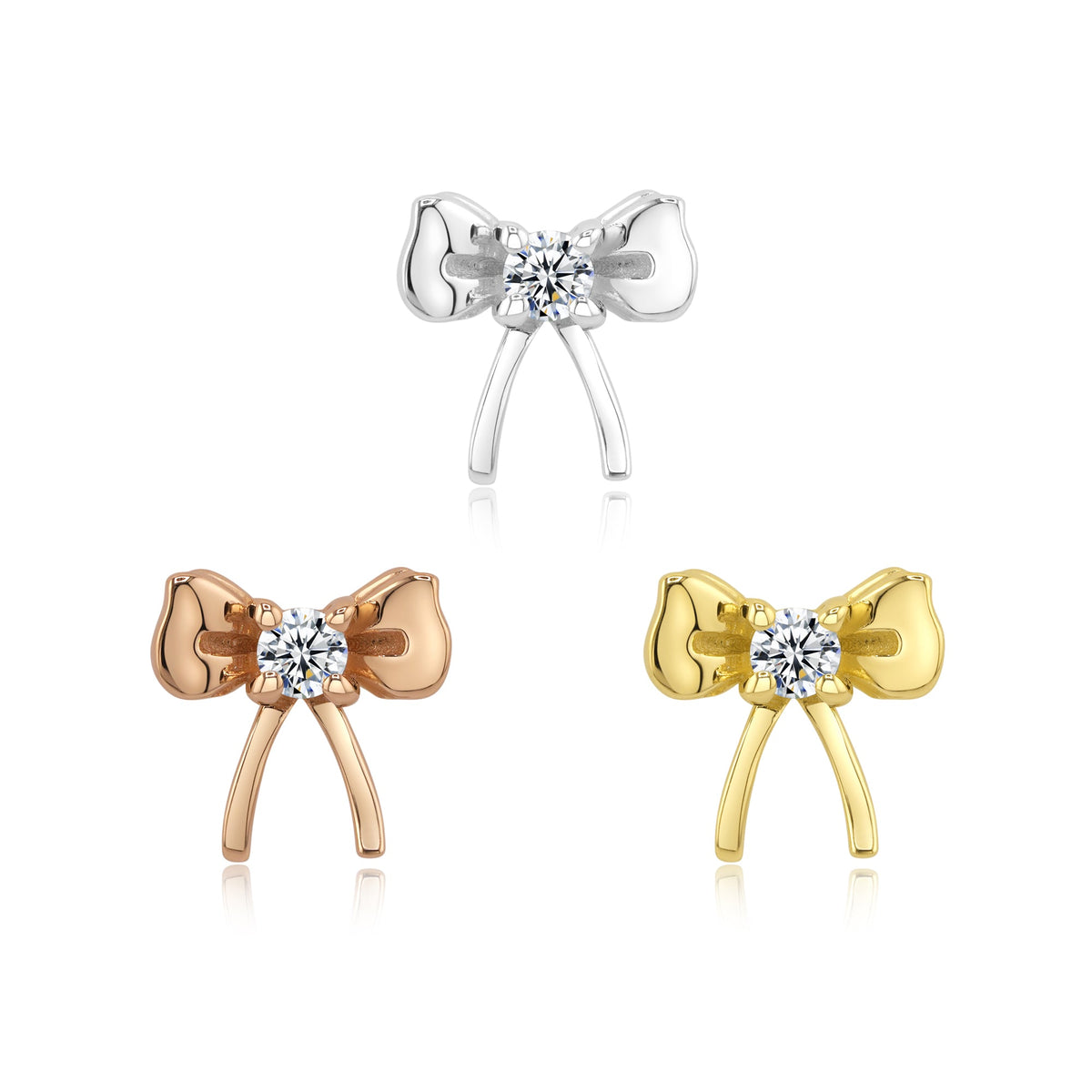 14k gold threadless end with bow CZ cartilage piercing top