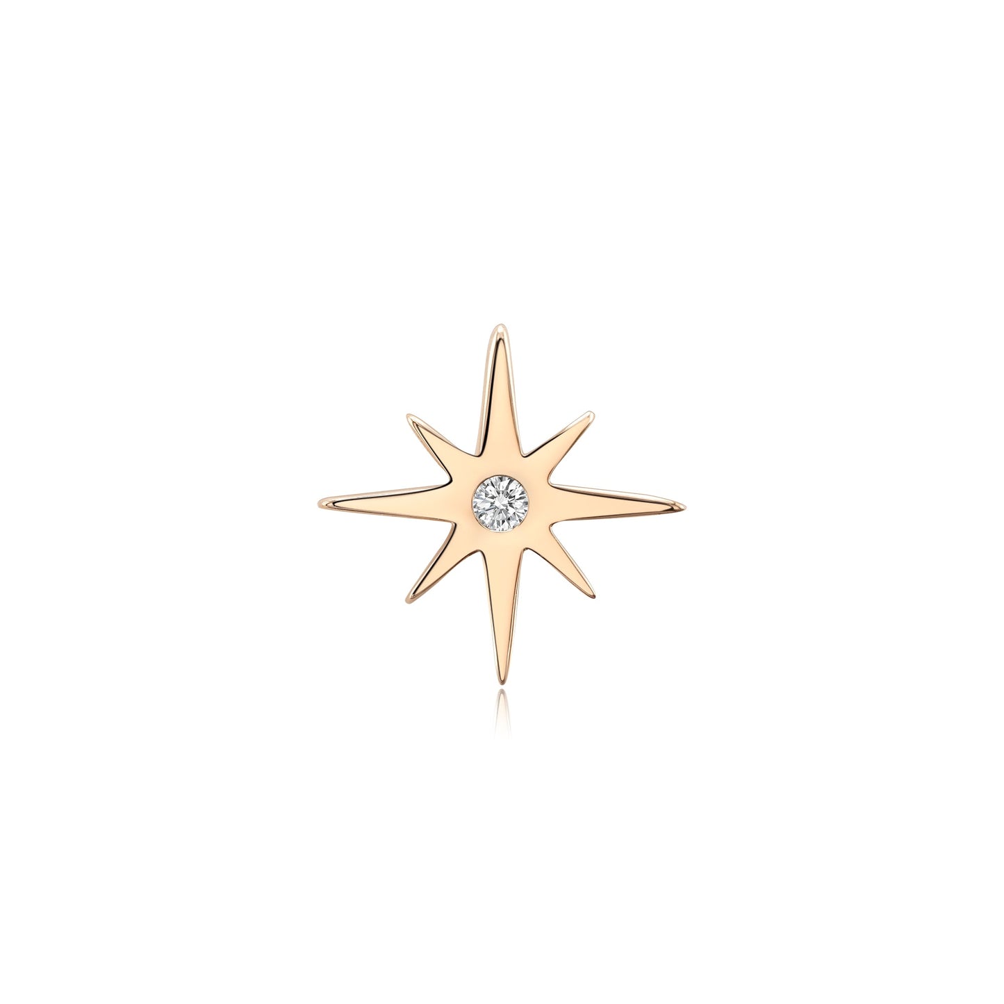 Star-shaped threadless end with CZ for piercing jewelry