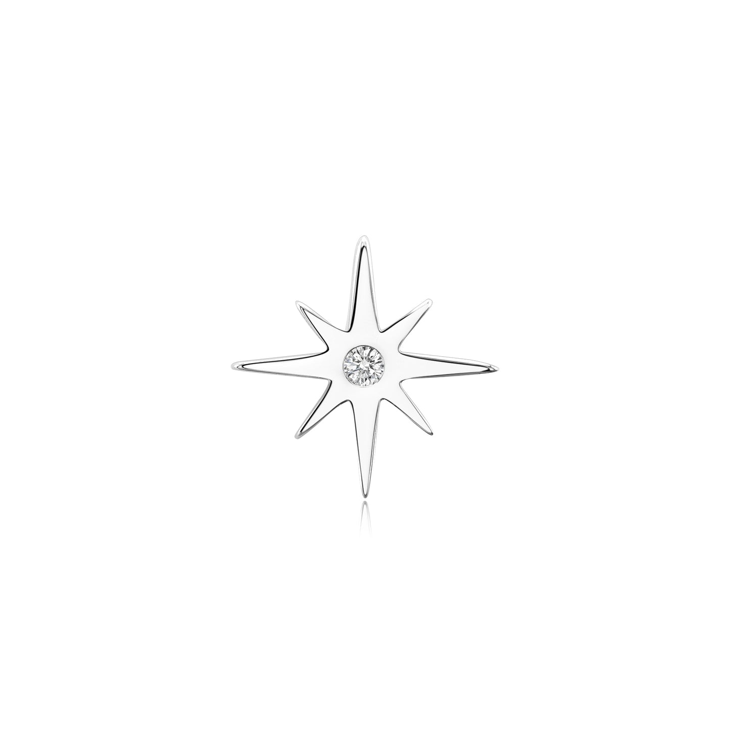 Star-shaped threadless end with CZ for piercing jewelry