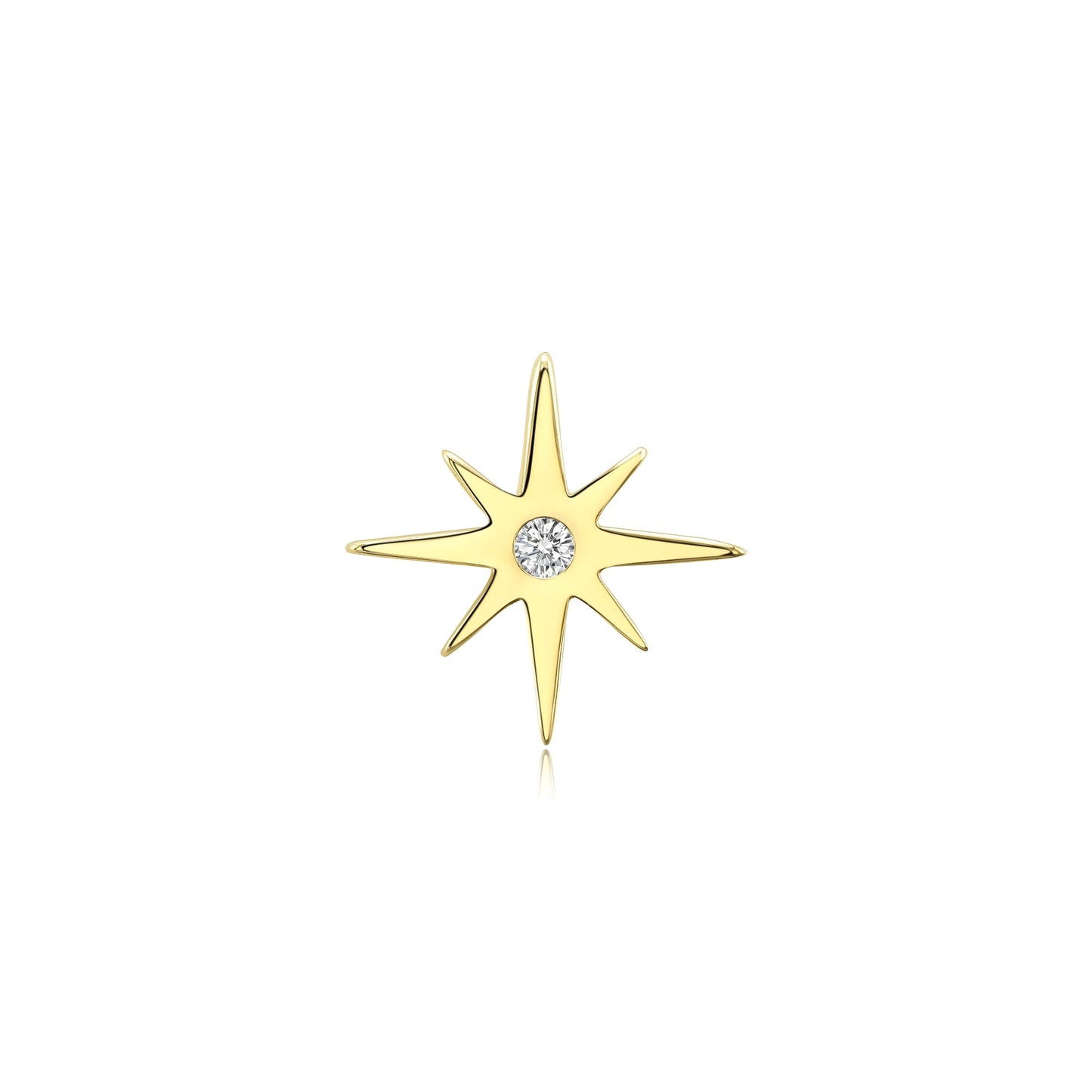 Star-shaped threadless end with CZ for piercing jewelry