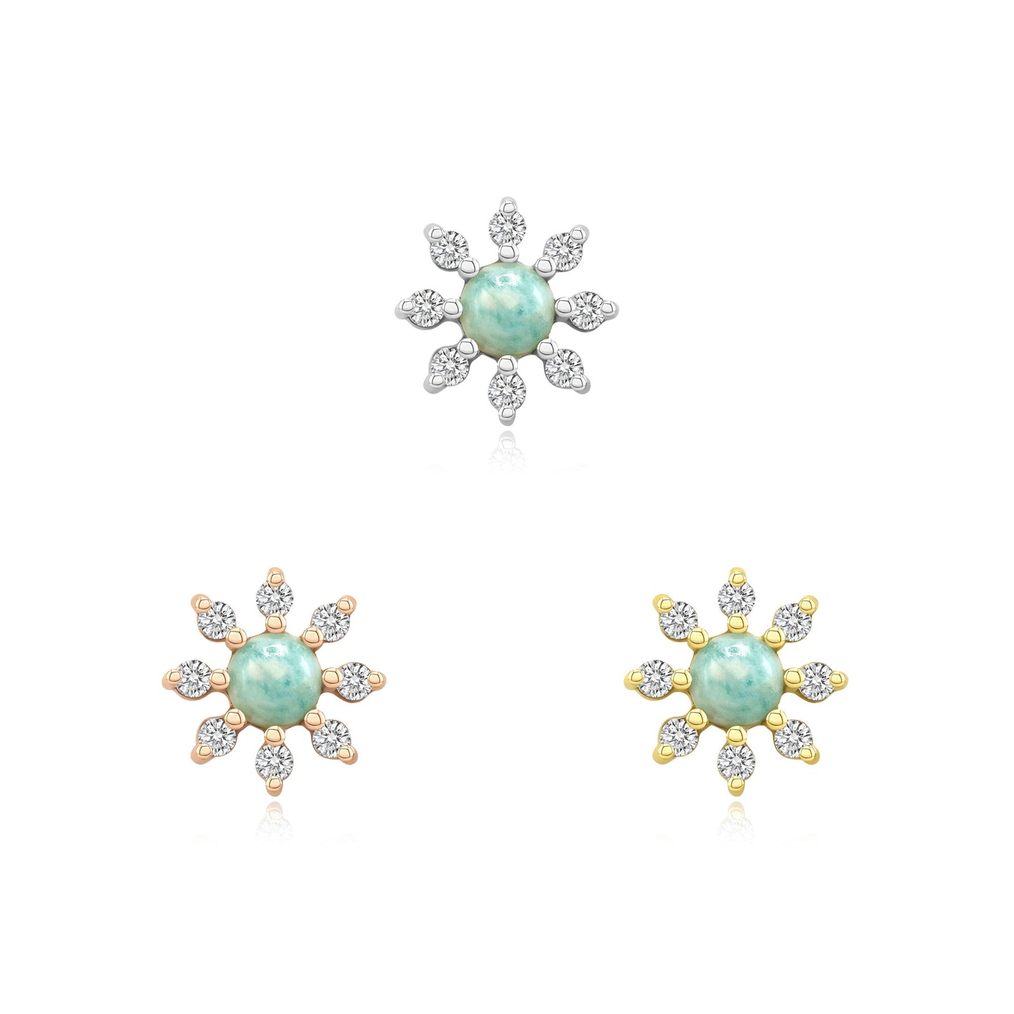 14k gold Amazonite threadless body jewelry – Mist design