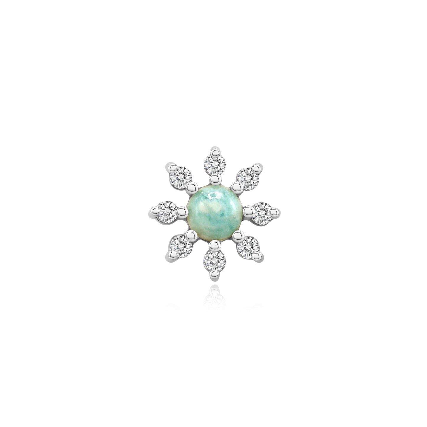 14k gold Amazonite threadless body jewelry – Mist design