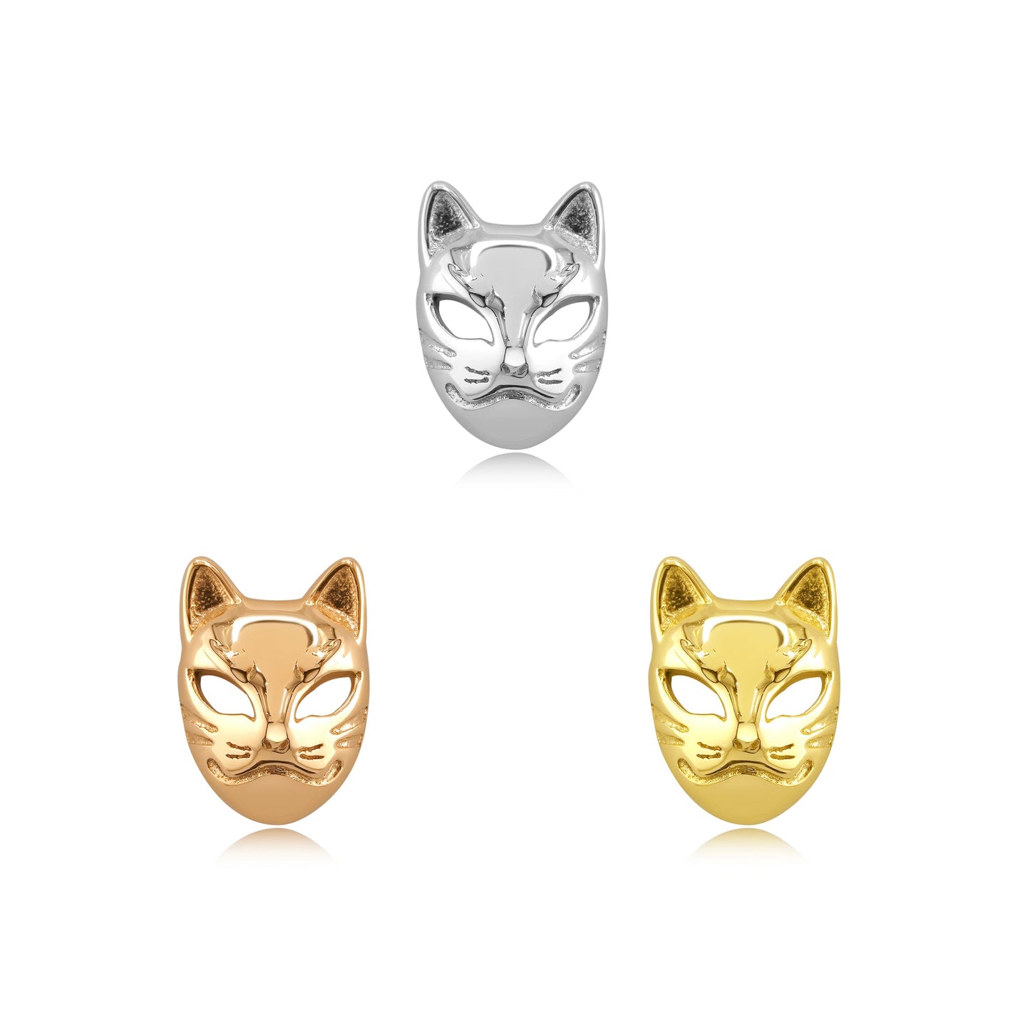 fox mask threadless end in solid gold piercing jewelry