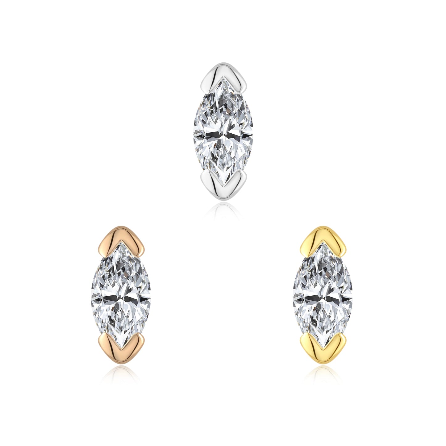 14k gold threadless end with clear CZ and moonstone gem options