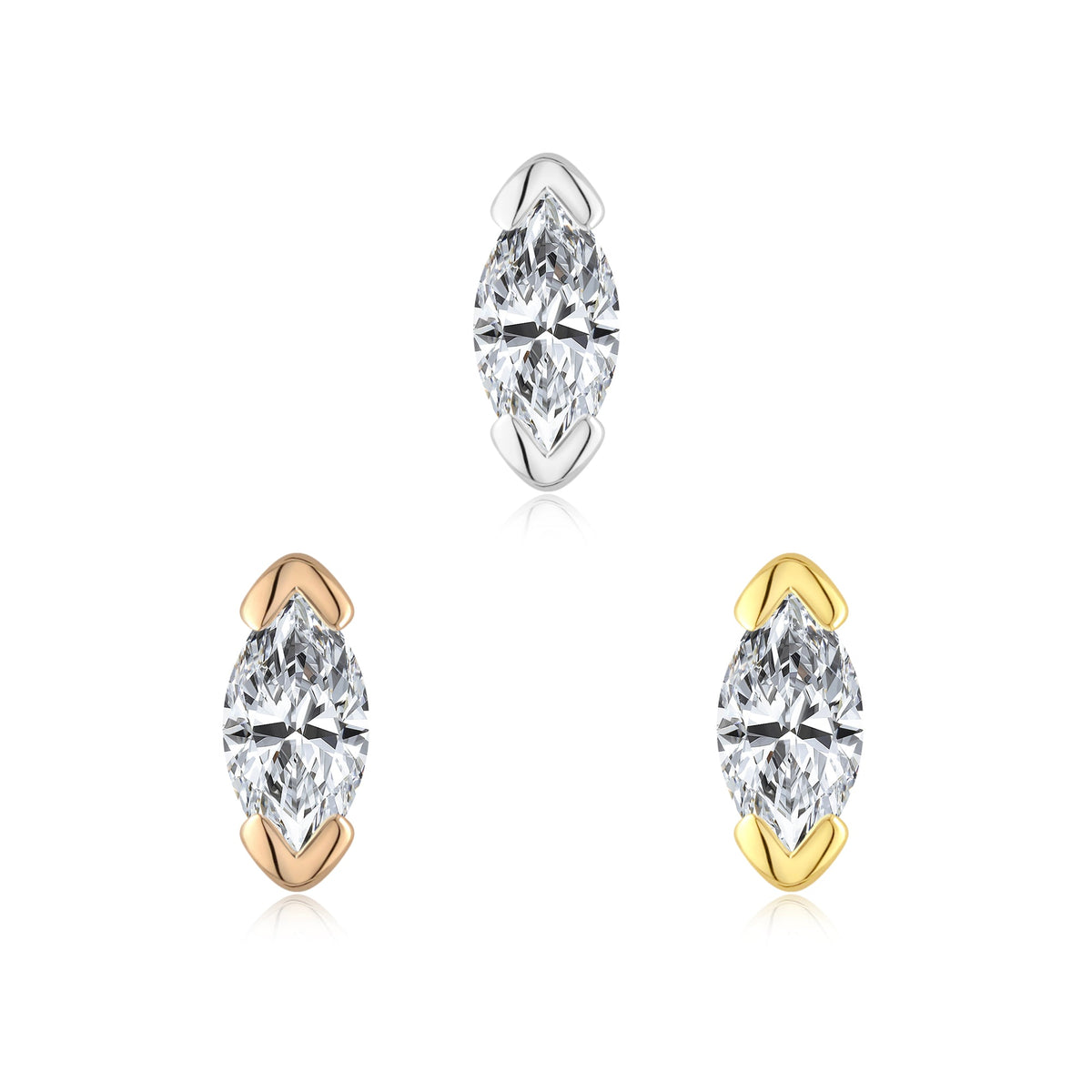 14k gold threadless end with clear CZ and moonstone gem options