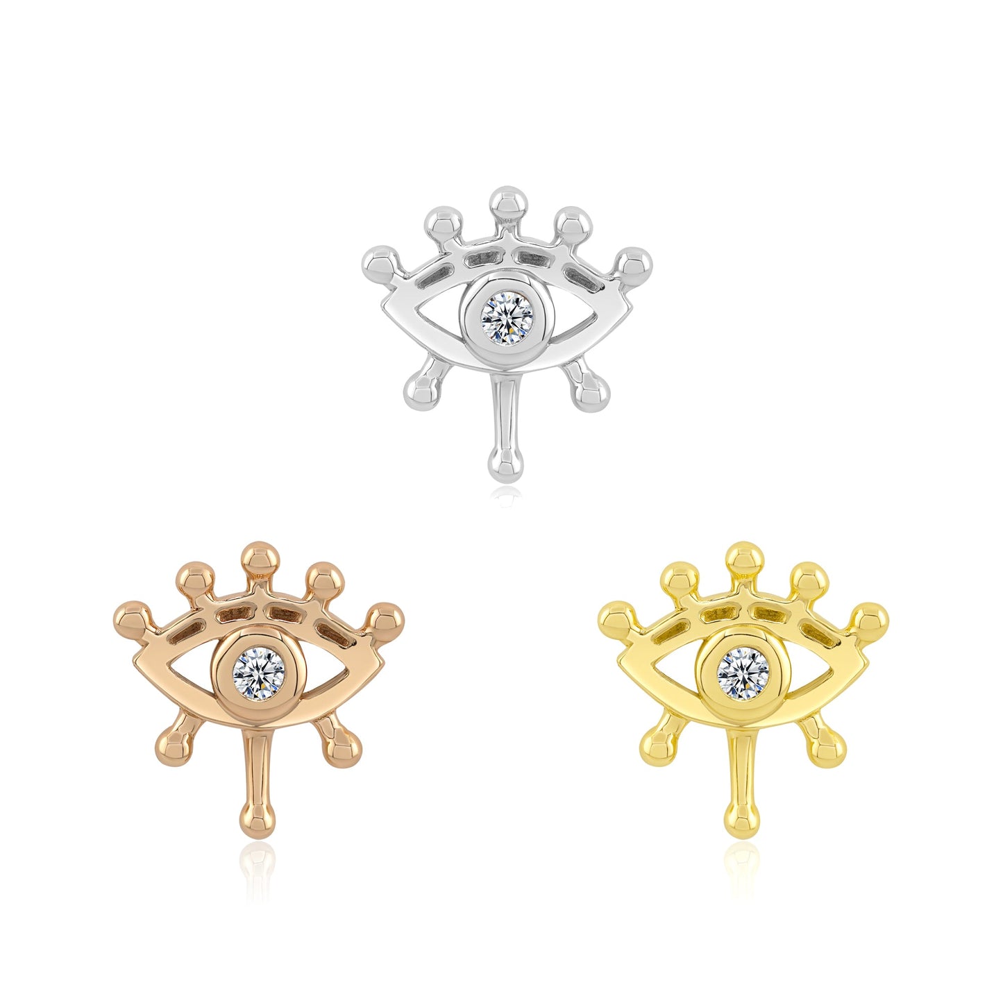 14k gold threadless end with clear CZ for body piercing jewelry