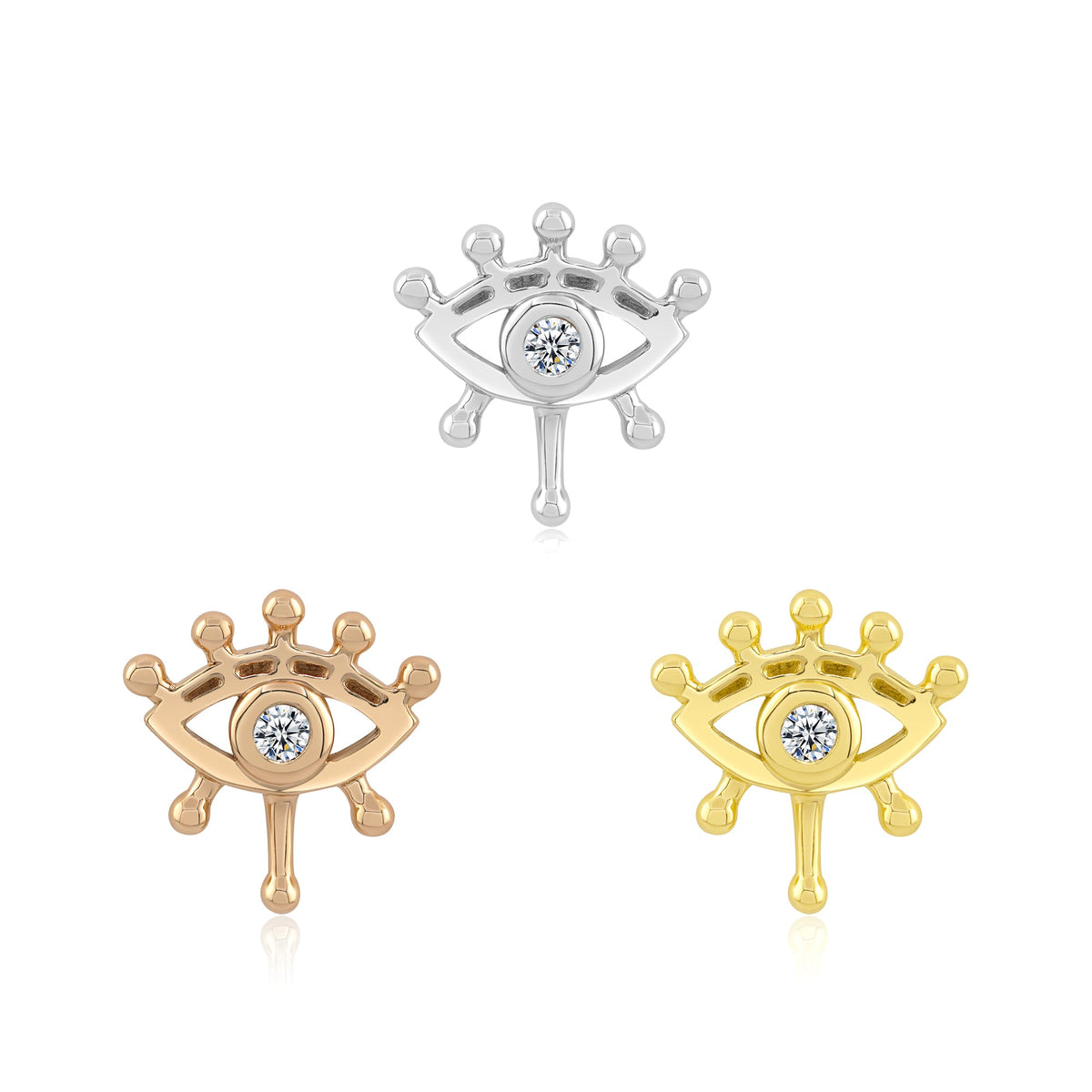 14k gold threadless end with clear CZ for body piercing jewelry
