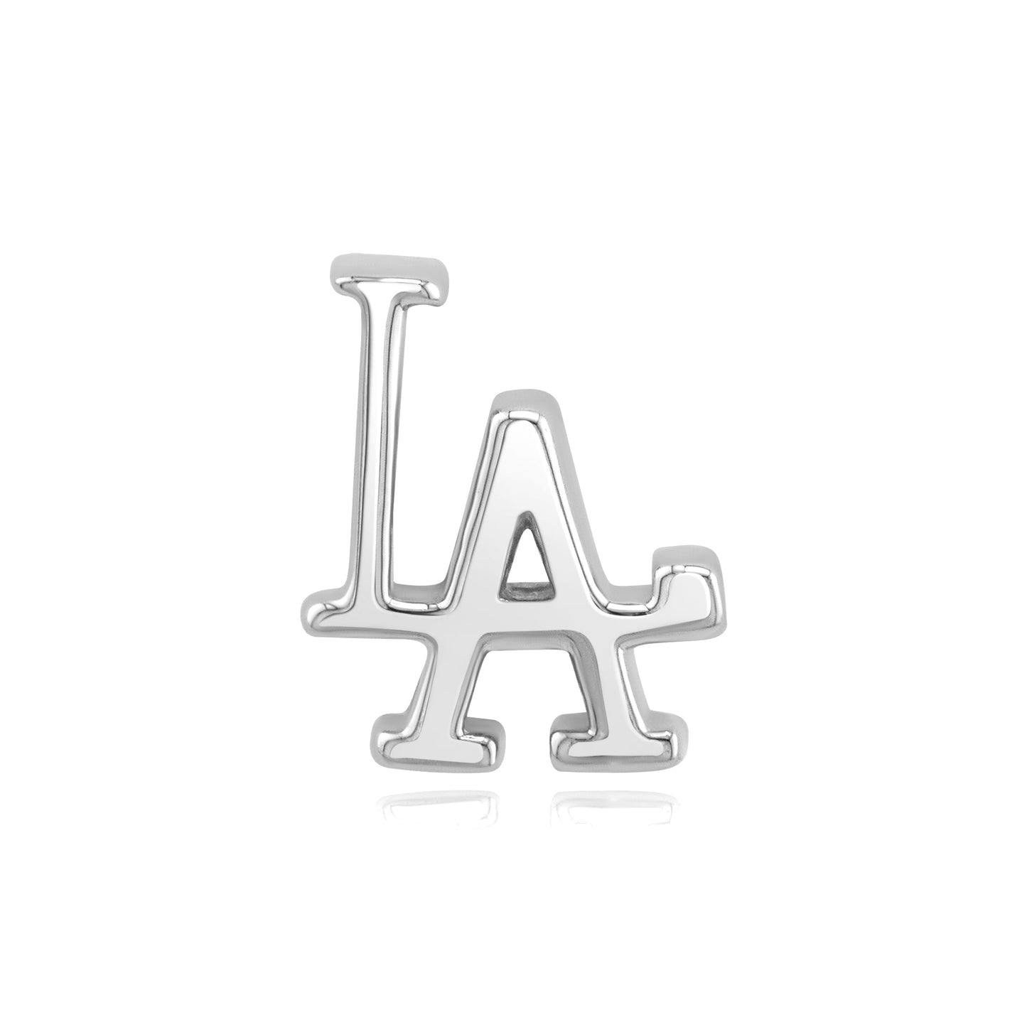 LA logo threadless end in 14k gold piercing jewelry design