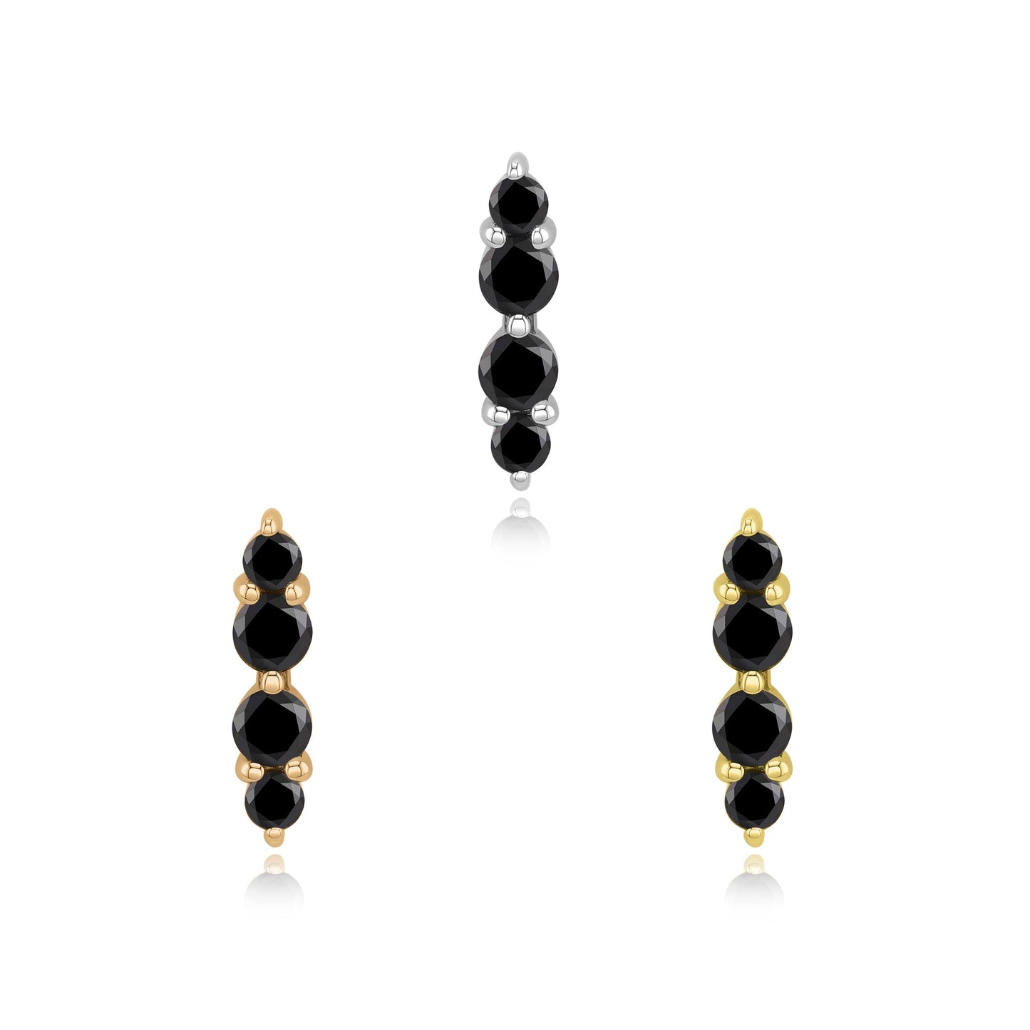 Lumière 14k gold threadless piercing jewelry with CZ gems