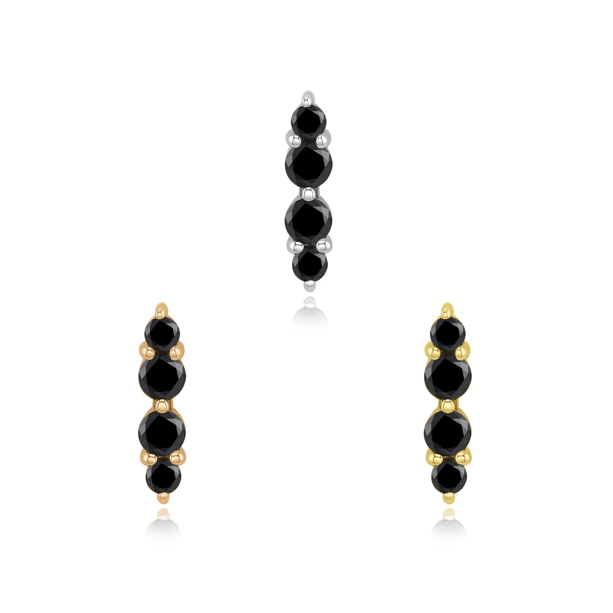 Lumière 14k gold threadless piercing jewelry with CZ gems