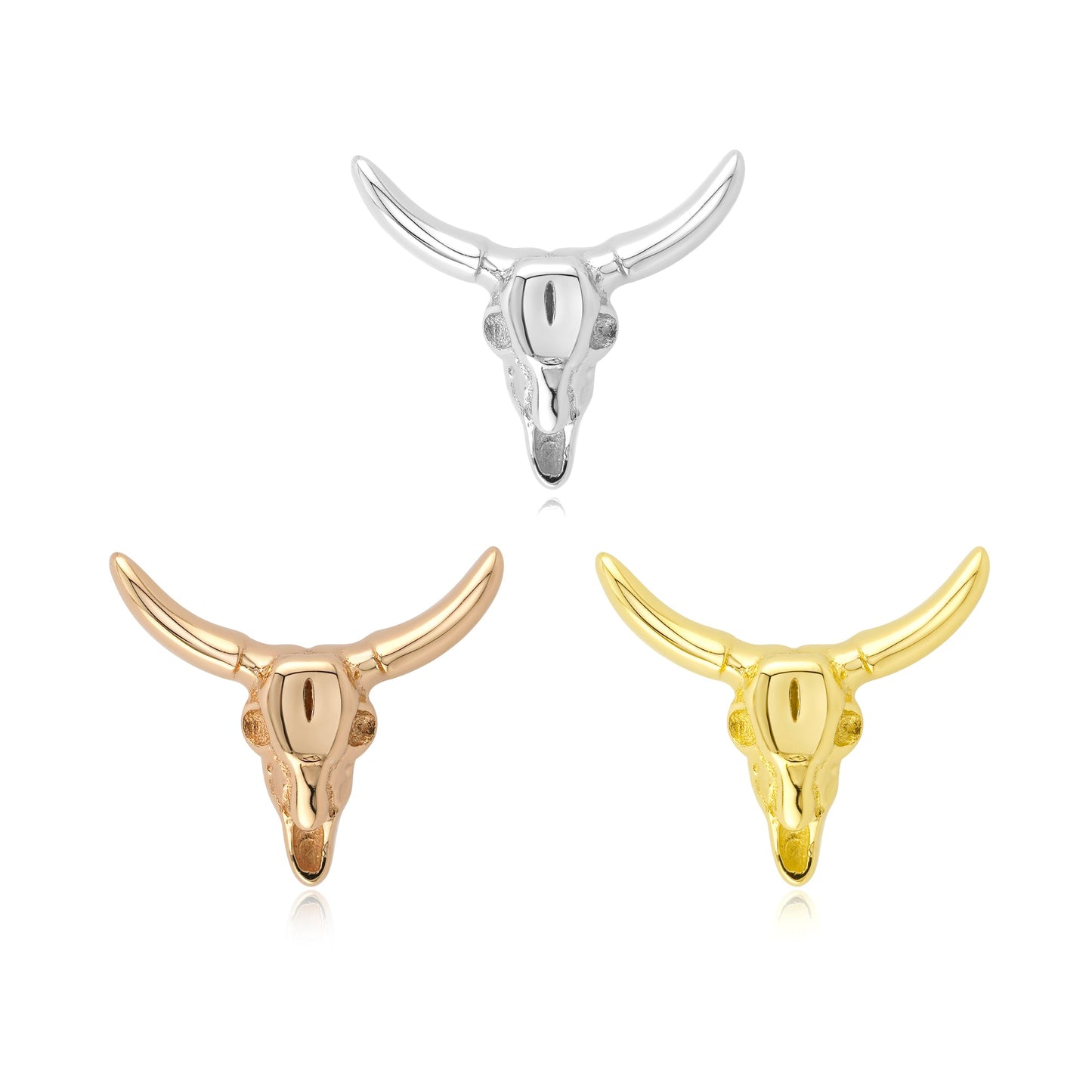 Ox skull threadless end 14k gold body jewelry for piercers