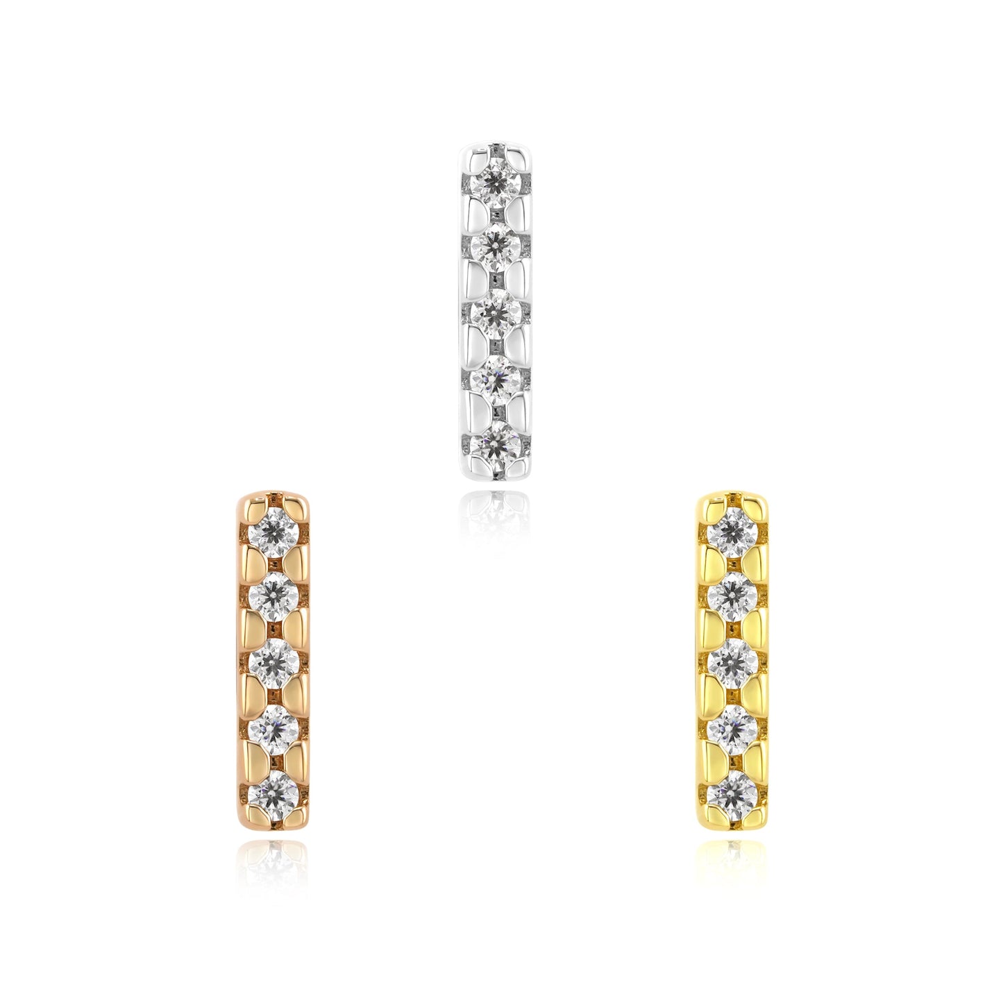 14k gold threadless end with clear cubic zirconia piercing gems