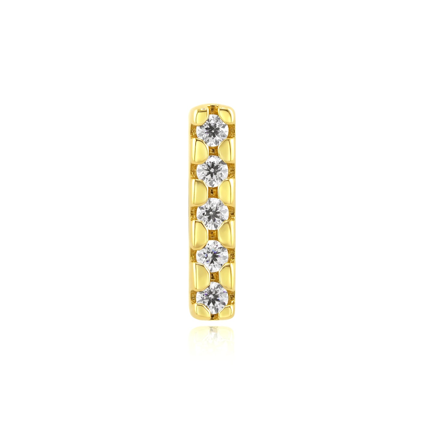 14k gold threadless end with clear cubic zirconia piercing gems