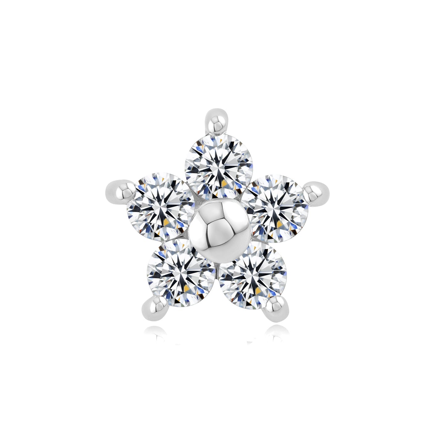 14k gold plum blossom threadless end with floral CZ gemstones