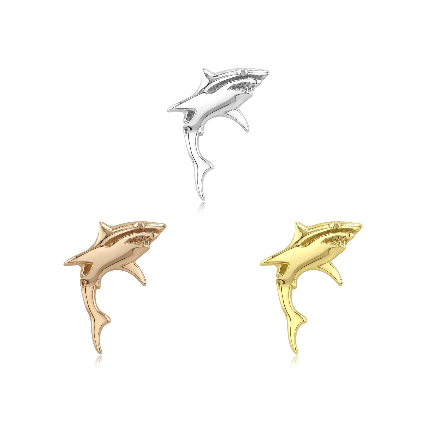 shark threadless end in 14k gold piercing jewelry design