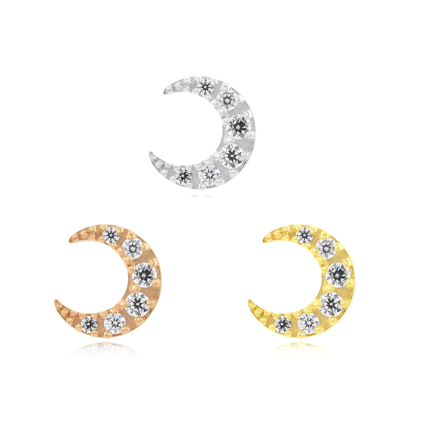 14k gold Stardust Crescent threadless end for piercings