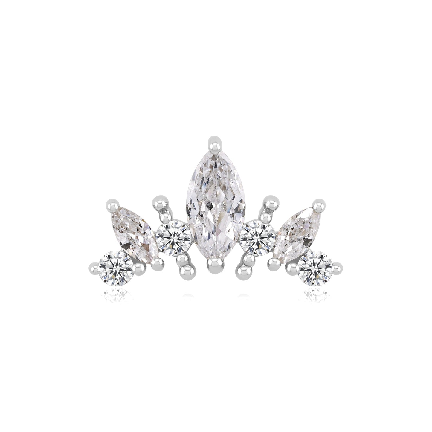 Tiara threadless end in 14k gold with CZs for piercings