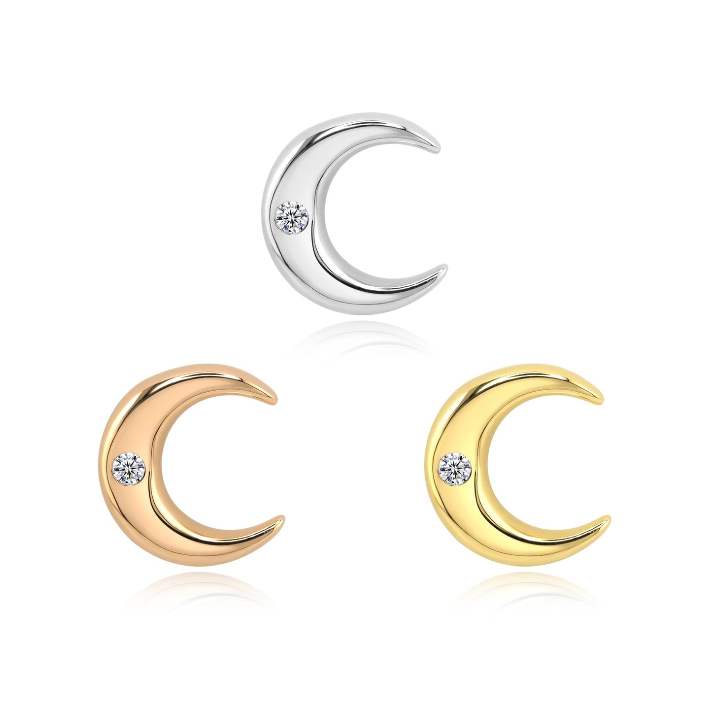 14k gold crescent moon threadless end piercing jewelry