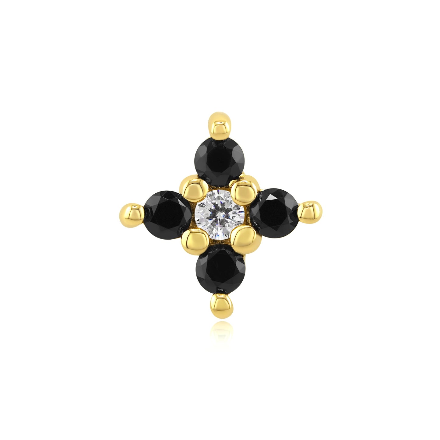 Vogue 14k gold threadless end with cubic zirconia gems