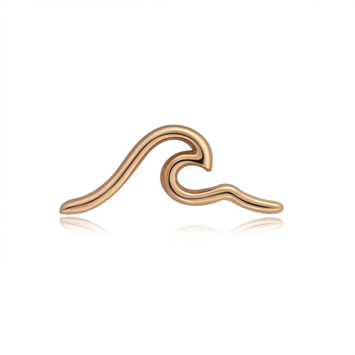 Wave threadless end in 14k gold minimalist piercing jewelry