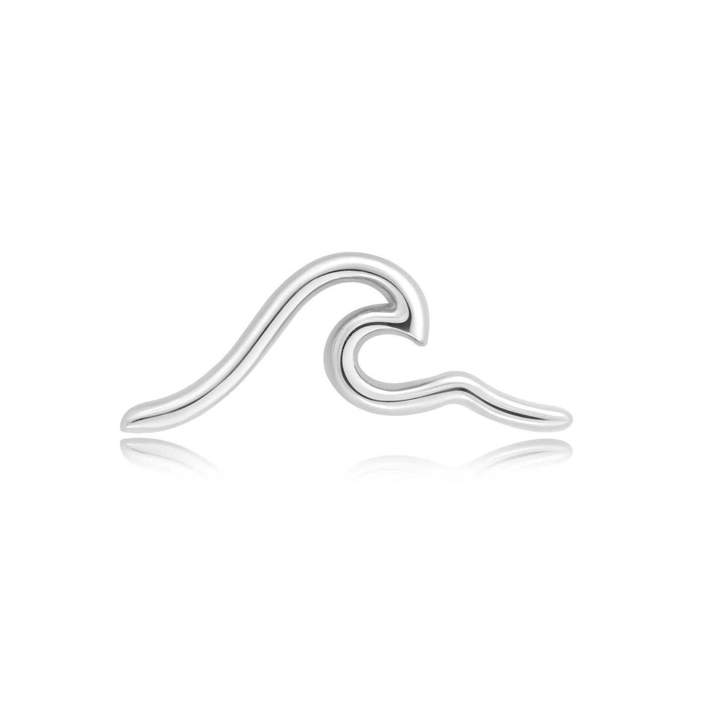 Wave threadless end in 14k gold minimalist piercing jewelry