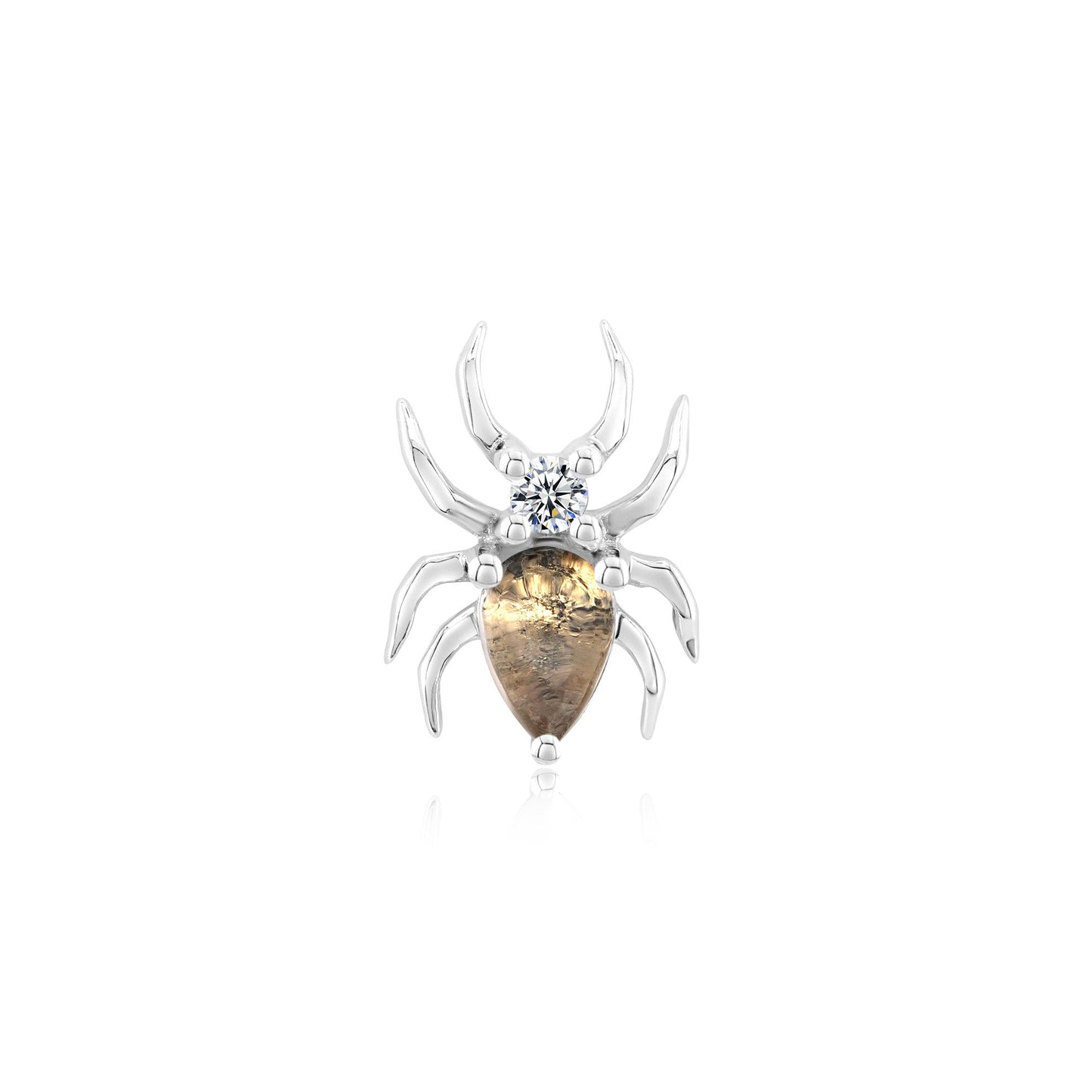 14k gold spider threadless end with CZ or moonstone
