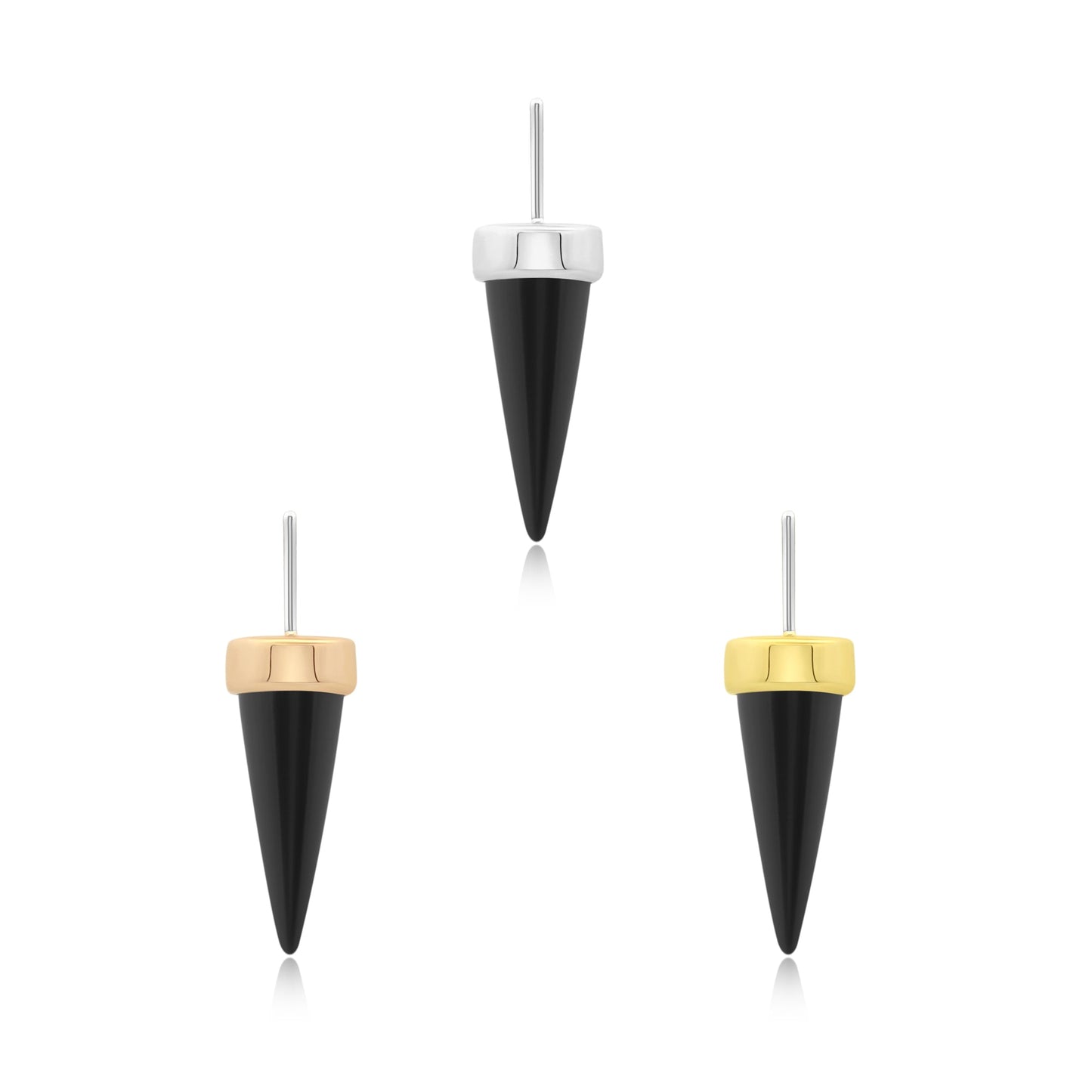 14k gold spear-shaped black onyx threadless piercing jewelry