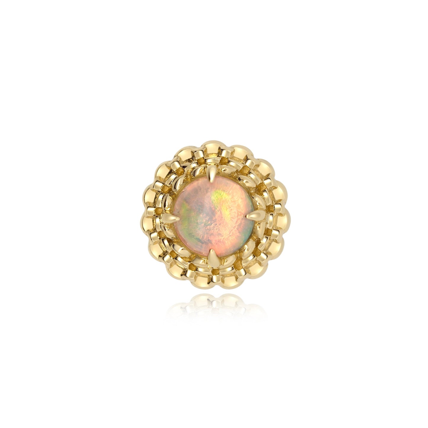14k gold opal piercing jewelry with Ethiopian opal gemstone