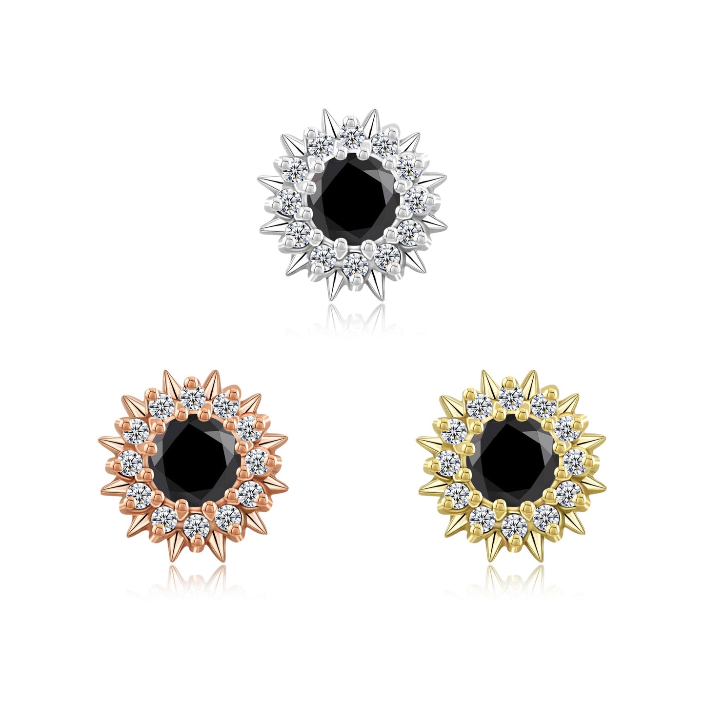 14k gold clicker ring with CZ stones for nose piercing