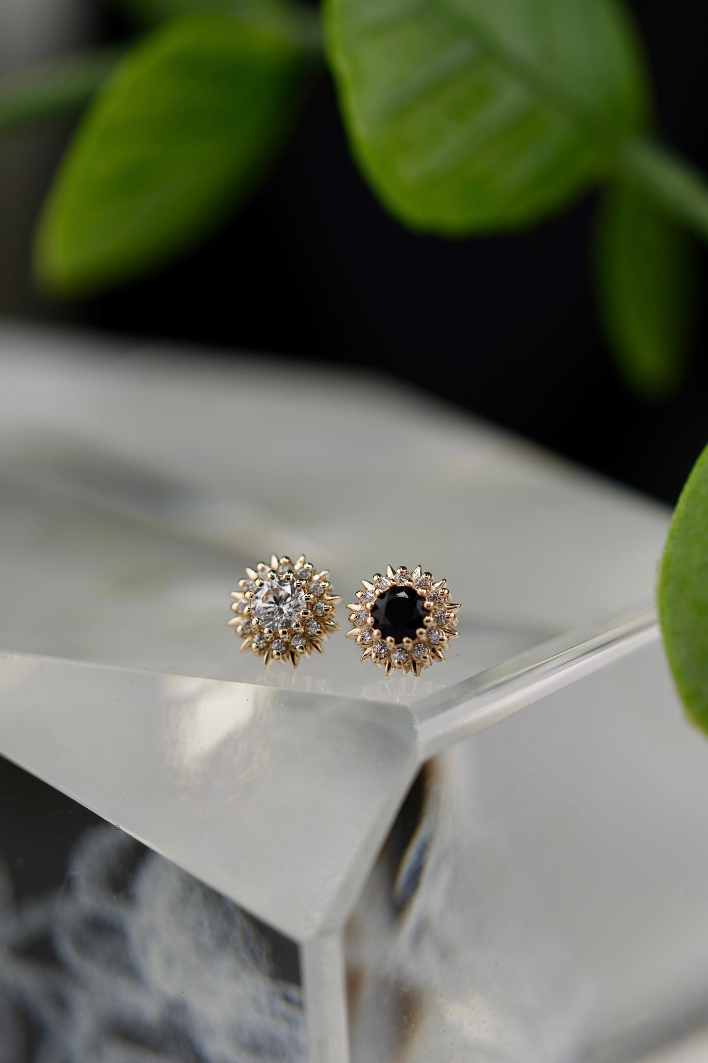 14k gold clicker ring with CZ stones for nose piercing