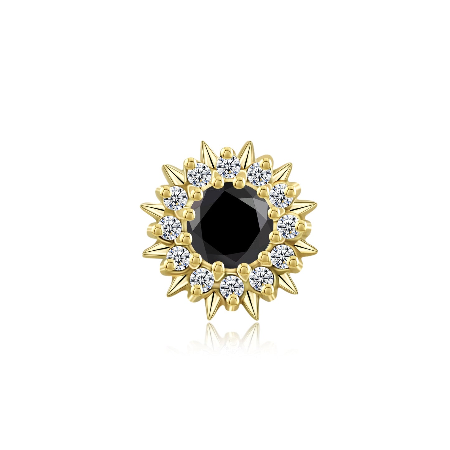 14k gold clicker ring with CZ stones for nose piercing