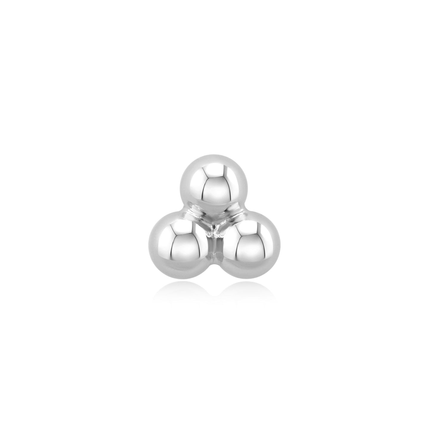 14k gold Tri-Orb threadless end for piercings with gold spheres