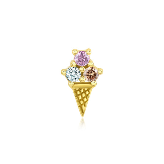 Ice Cream Threadless End – 14k Gold Piercing Jewelry