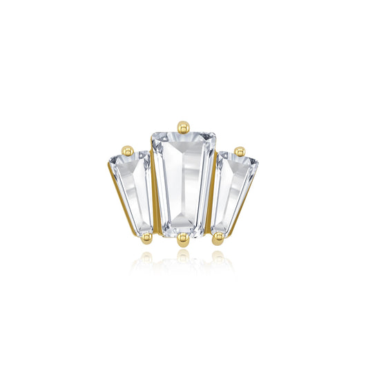 Tri-Glow Baguette 14k gold CZ threadless piercing end