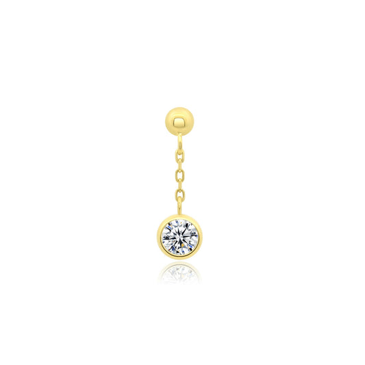 14k gold threadless end with bezel set CZ ball design
