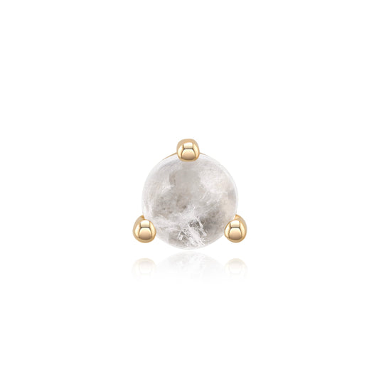 3 prong cabochon moonstone threadless piercing jewelry gold