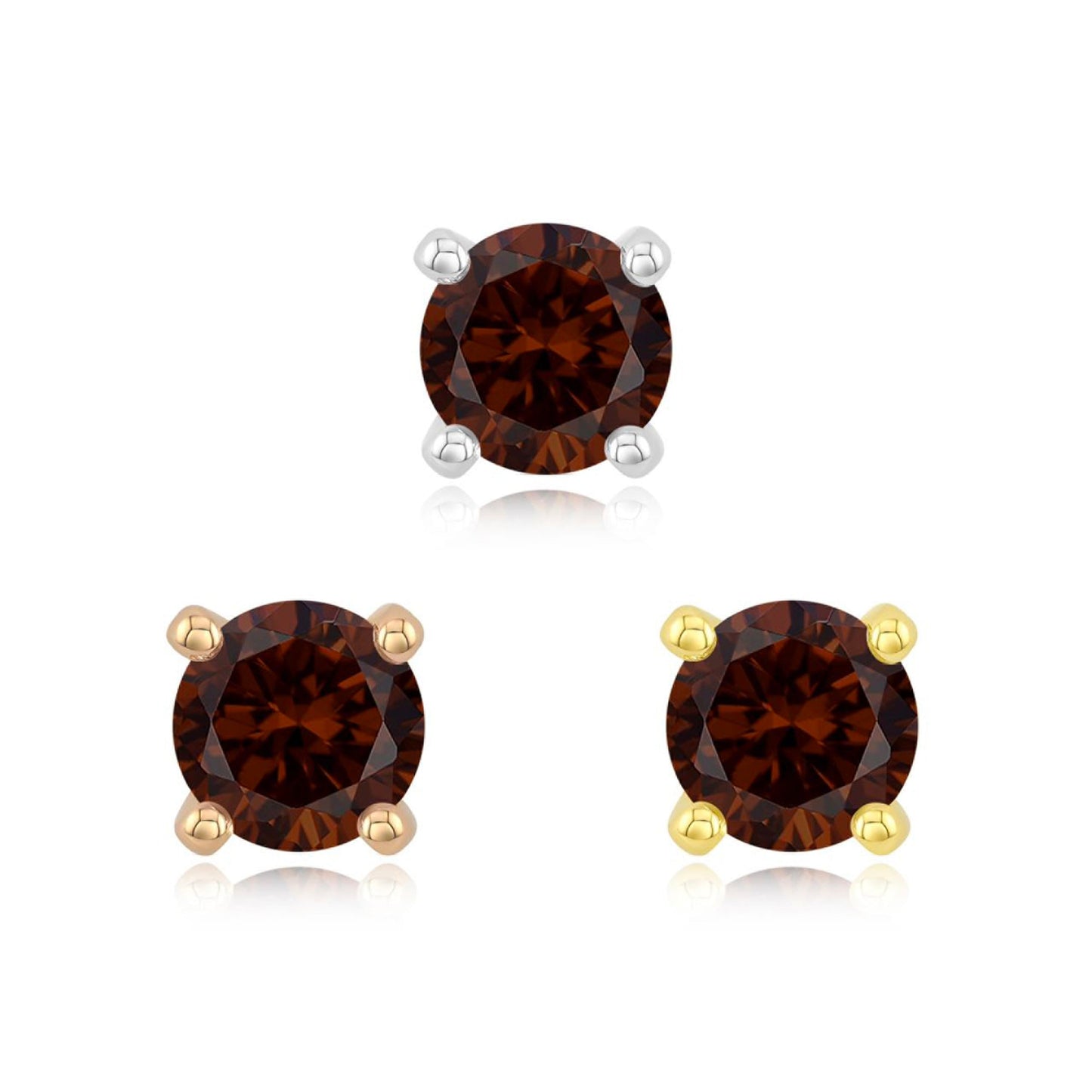 4 Prong Cubic Zirconia - Brown