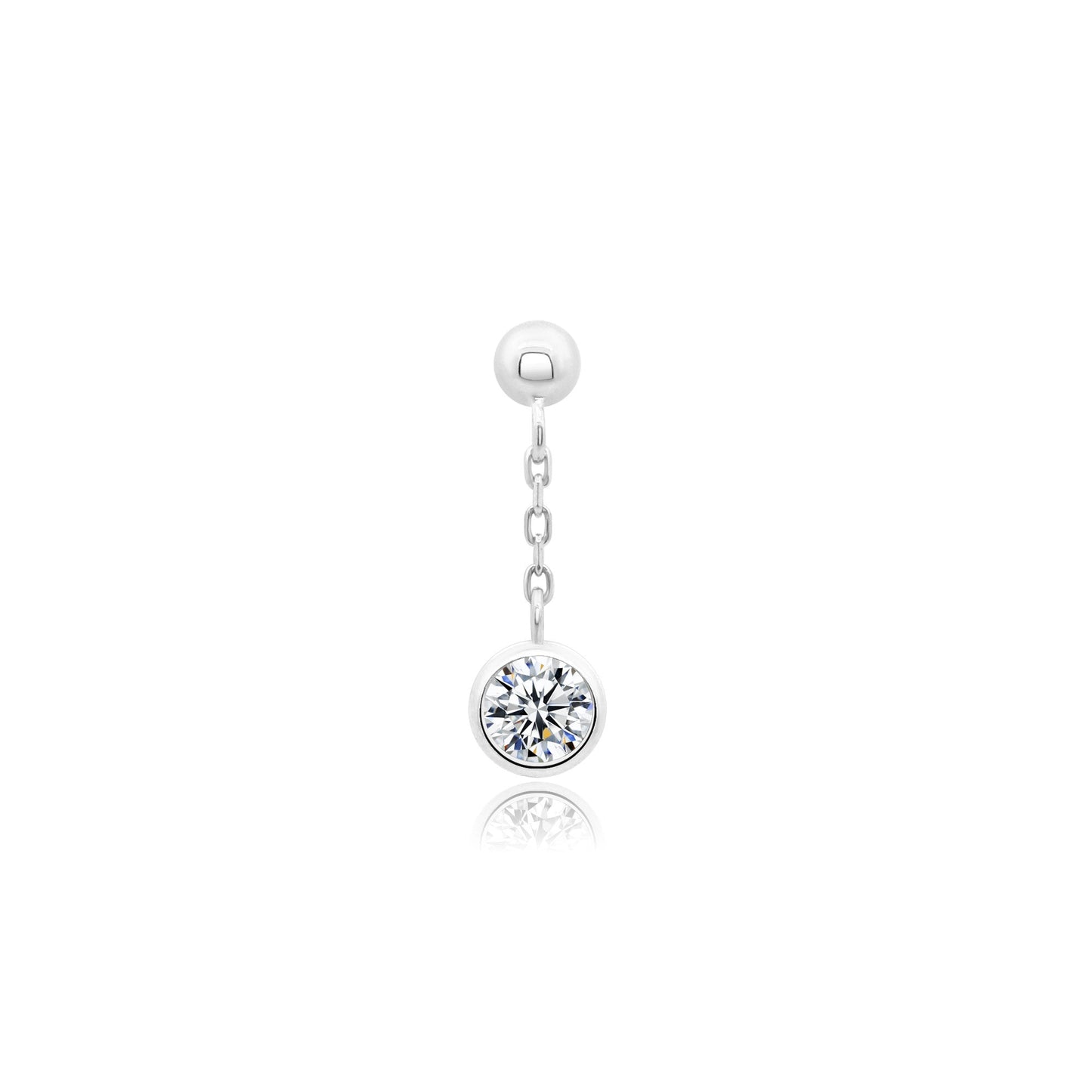 14k gold threadless end with bezel set CZ ball design