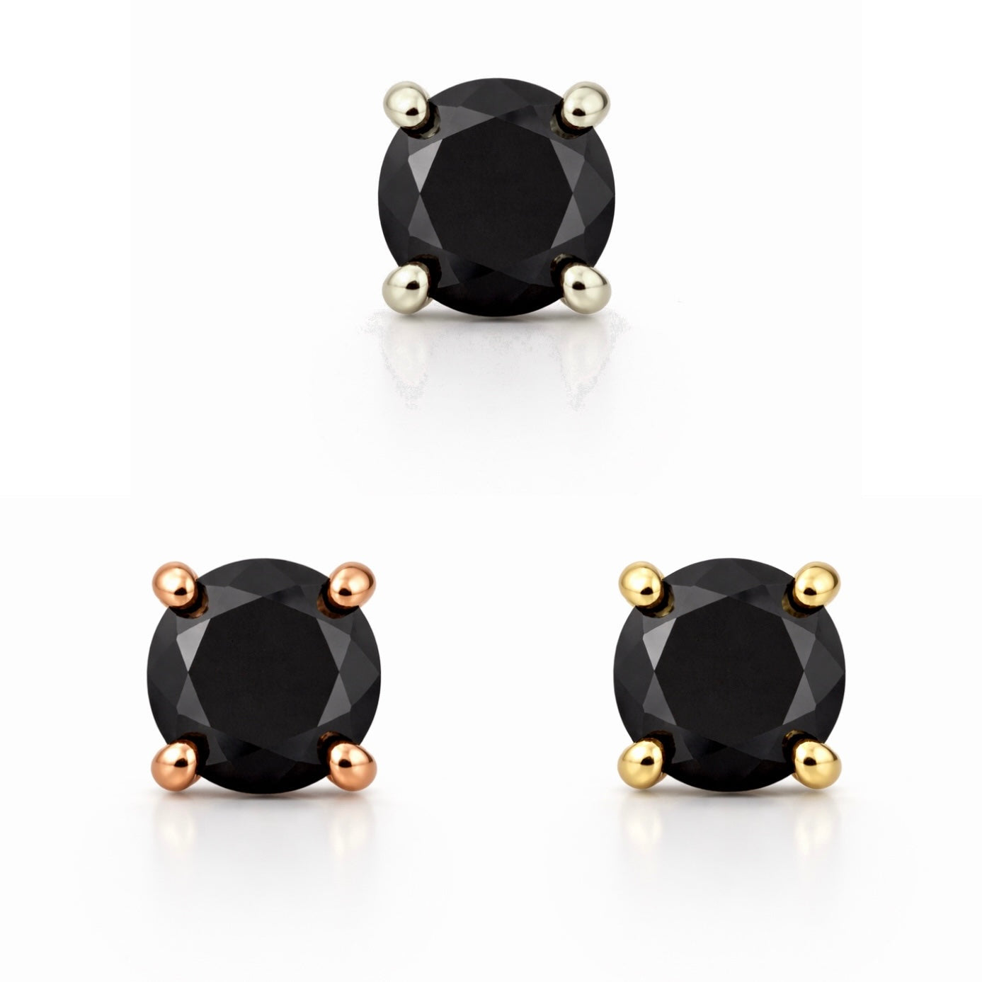 4 Prong Cubic Zirconia -Black