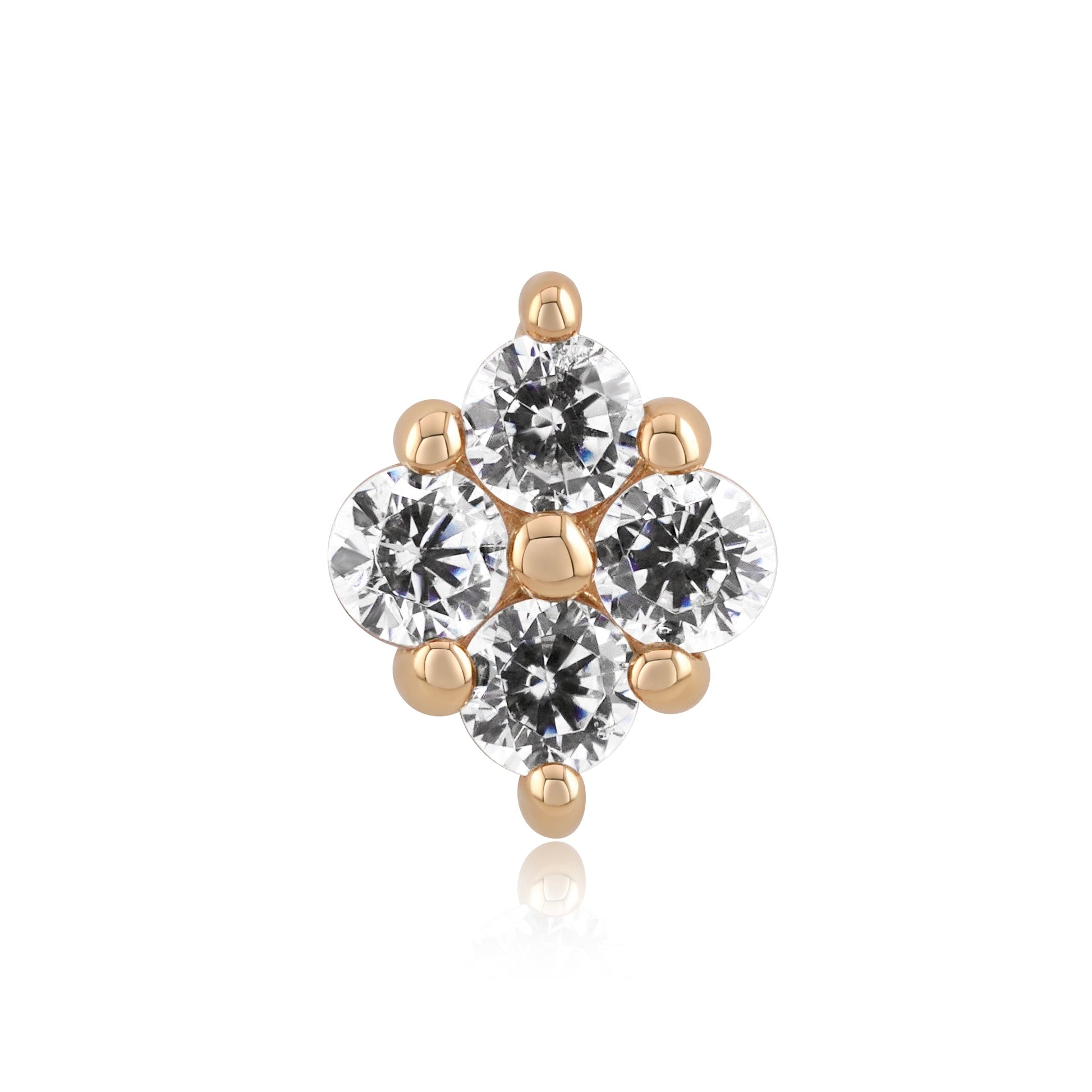 Divine 14k gold threadless piercing end with opal or CZ gems