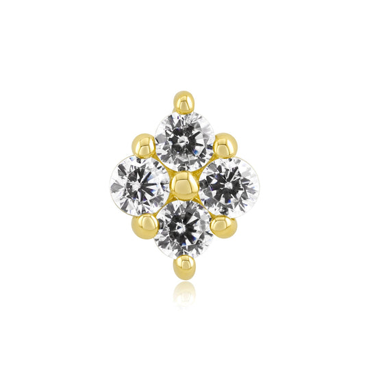 Divine 14k gold threadless piercing end with opal or CZ gems