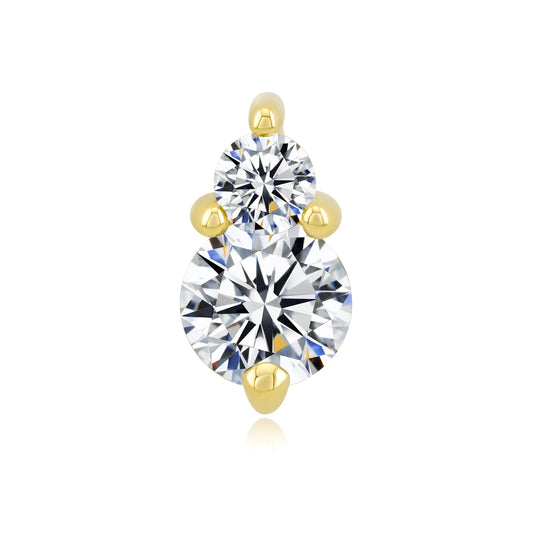 14k gold snowman threadless end with CZ and moonstone gems