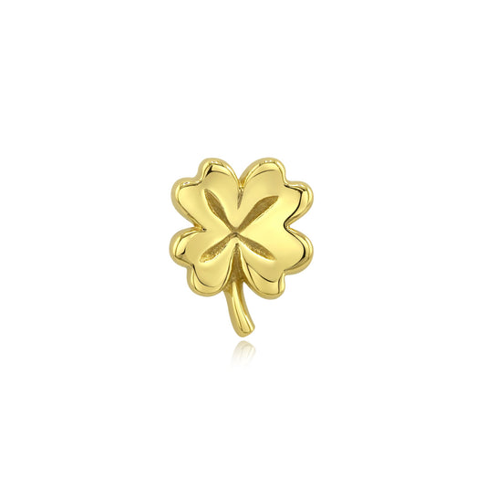 Four leaf clover 14k gold threadless end piercing charm