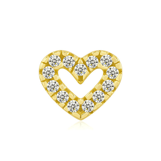 14k gold CZ heart piercing jewelry threadless end design