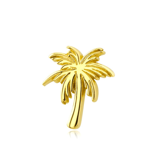 14k gold palm tree threadless end tropical body jewelry