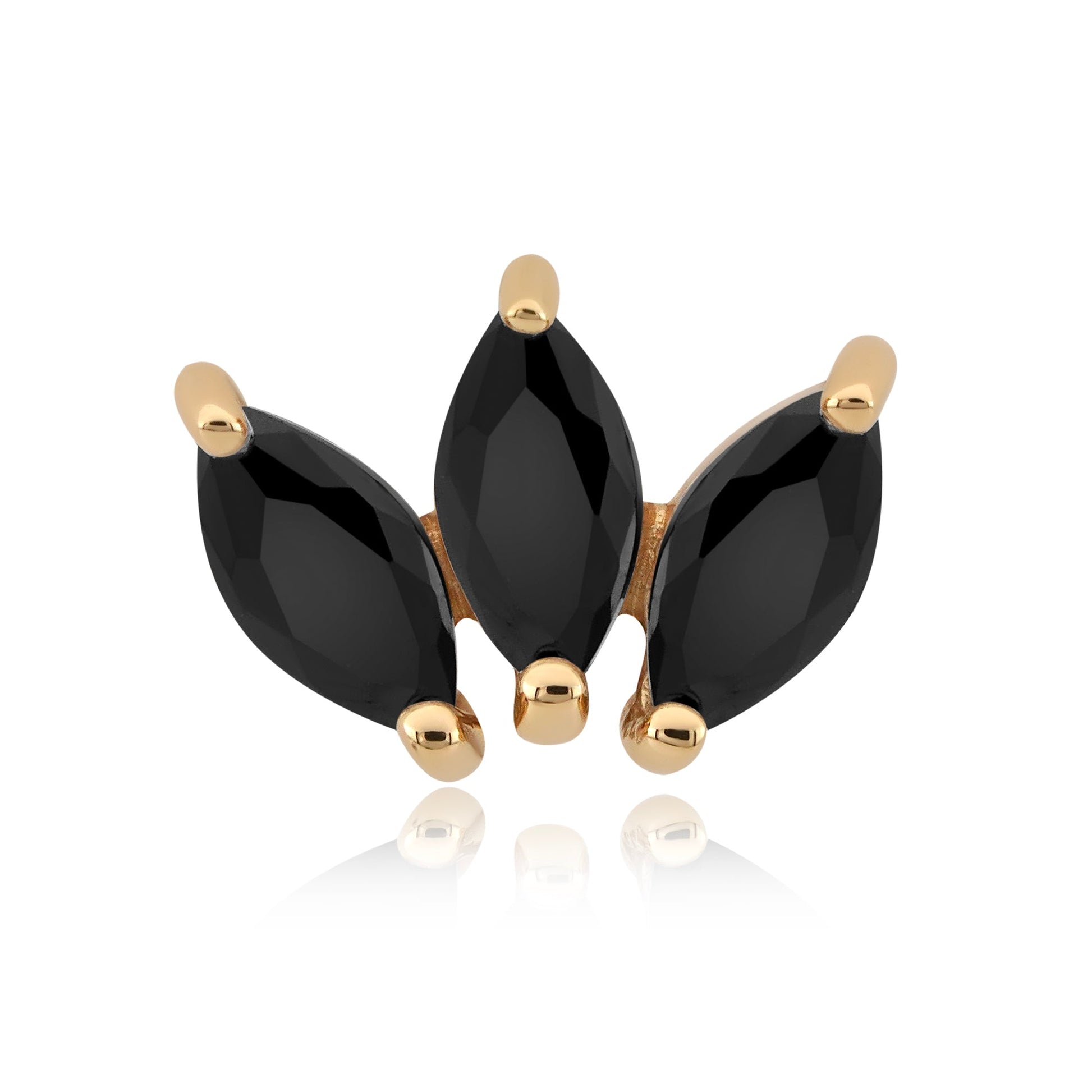 14k gold threadless end with marquise CZ gems for piercings