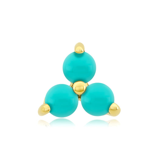 14k gold threadless turquoise end with three natural stones