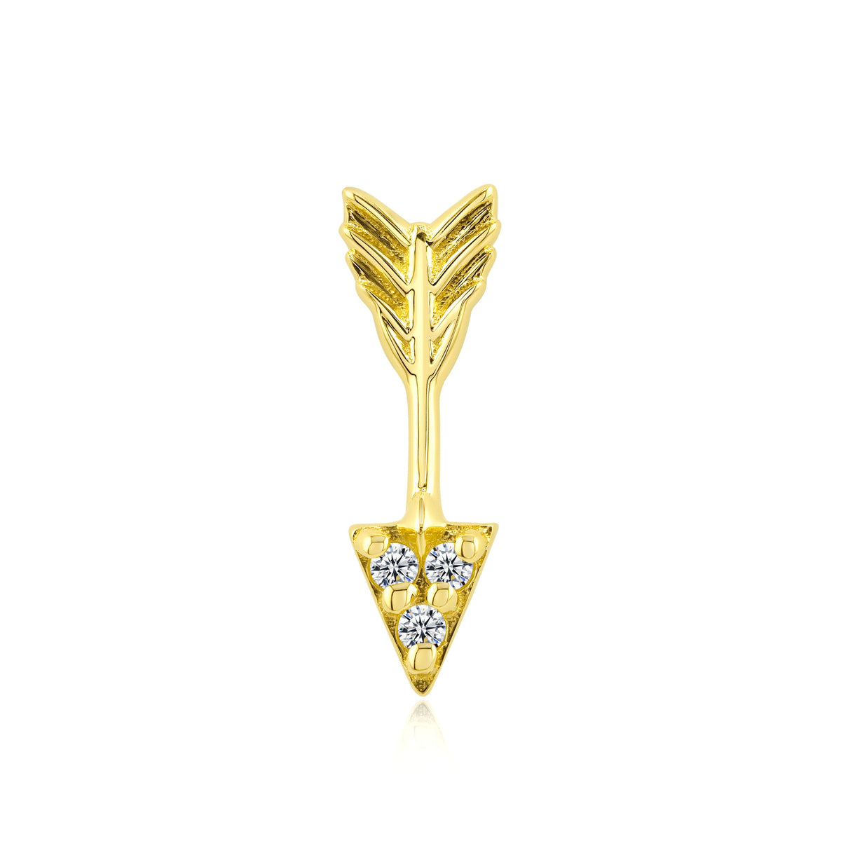 Arrow 14k gold threadless CZ piercing end