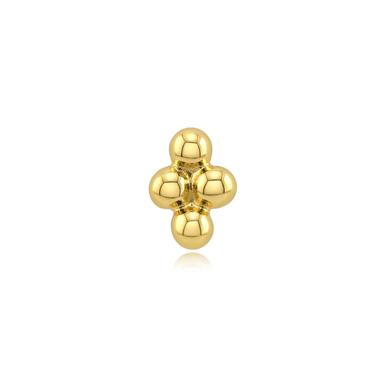 Quad-Orb 14k gold threadless end for piercing jewelry display